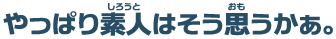 やっぱり素人はそう思うかぁ。