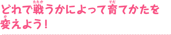 どれで戦うかによって育てかたを変えよう！